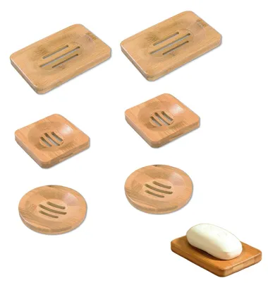 Produktbild von Elzusha – 6 Stück handgefertigte Bambus-Seifenschalen – Holz-Seifenschale für das Badezimmer
