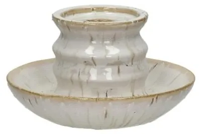 Productafbeelding van Pomax Ilena kaarsenhouder, keramiek, wit, Ø 15 x H 8,5 cm