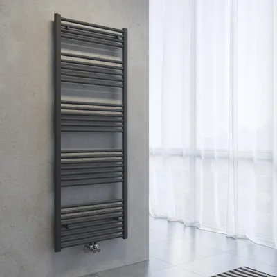 Obrázek produktu pro SONNI Radiátor na ručníky, sušák na ručníky, rozměry 1600 x 600 mm, barva antracitová, topení pouze pomocí teplé vody, bez topného tělesa