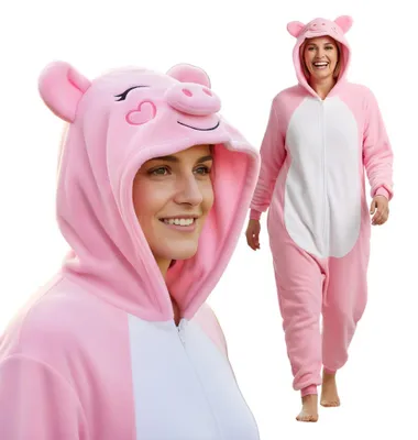 Produktbild von Schlafanzug Onesie Kigurumi Kostüm Verkleidung Rosa Schwein S: 145 - 155cm
