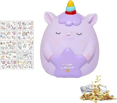 Produktbild von Sparvase für Erwachsene mit Einhorn Sticker Dekoration