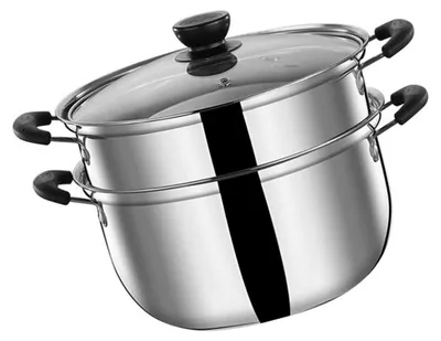 Image de Inovra - Casserole en acier inoxydable avec insert vapeur - 20 cm, idéale pour les soupes et la cuisson à la vapeur