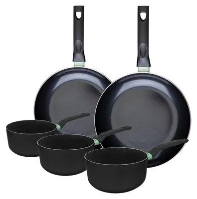 Image de Ensemble de 2 poêles de 28 et 30 cm et 3 casseroles 16, 18 et 20 cm Fackelmann Brandao
