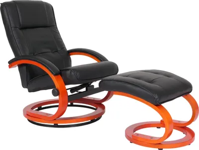 Obrázok produktu pre TV kreslo Relax kreslo Pescatori, Imitácia kože, s taburetkou ~ čierna