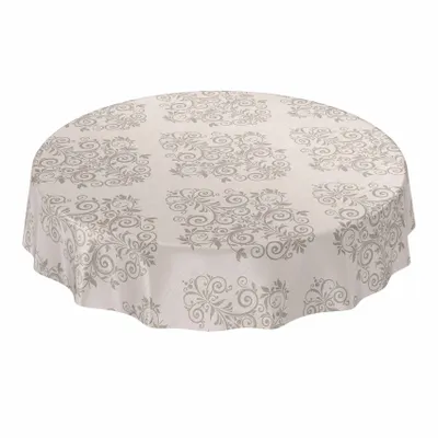 Produktbild von Tischdecke Wachstuch Ornamente Beige Robust Wasserabweisend Rund 120 cm