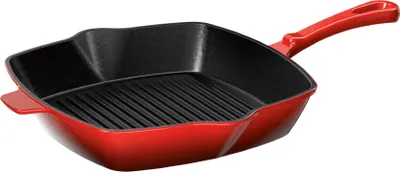 Produktbild von ERNESTO® Grillpfanne Pfanne Bratpfanne emailliert Ofenfest rot 24,5 x 24,5 cm