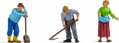 Produktbild von NOCH Figuren „Landwirte“, detailverliebte Modellbau-Figuren für die Spur 0, handkoloriert für Szenen auf Modellbauernhöfen
