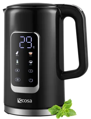 Zdjęcie produktu dla Czajnik Ecosa ze stali nierdzewnej z ustawieniem temperatury (40°C-100°C) 1,7 litra 2200 W czajnik do herbaty 100% BPA FREE Funkcja utrzymywania ciepła Wyświetlacz LED z wyborem temperatury Czajnik do wody Czajnik do wody