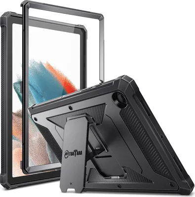 Produktbild von Fintie Hülle für Samsung Galaxy Tab A8 10.5 2021, Ganzkörper-Rugged Hybrid Stand Schutzhülle mit eingebauter Schutzfolie für Tab A8 10.5 Zoll SM-X200/X205/X207, Schwarz