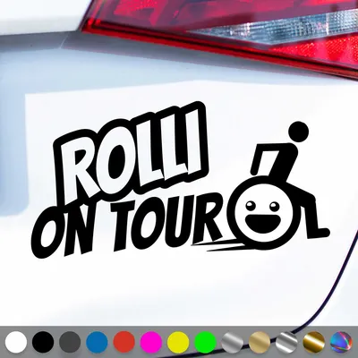 Produktbild von PantherPixel Rollstuhlfahrer Aufkleber Rolli on Tour Handicap Sticker Auto Geschenkidee Farbe Schwarz