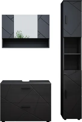 Immagine prodotto di Set mobili bagno Vicco Irma Antracite lucido 3 pezzi, base 80 cm, Model 39592