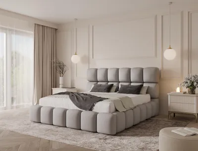 Produktbild von Emlar Polsterbett Tessa 140x200 cm - Bubble Bett mit Bettkasten & Metalllattenrost - Velvet-Stoff - Doppelbett mit Stauraum Grau (Magic Velvet 2218)