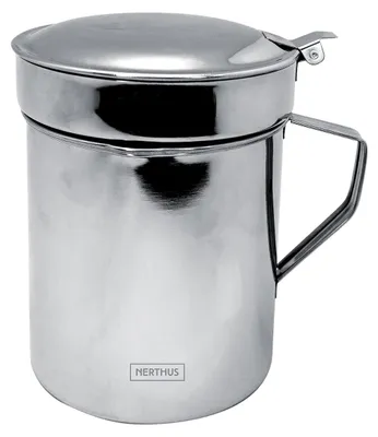 Productafbeelding van Nerthus FIH 832: RVS vetkan/oliekan van 900 ml met filter, ideaal voor in de keuken