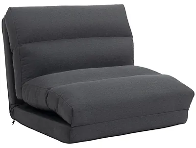 Produktbild von Sitzsack mit Bettfunktion, neigbare Lehne, klappbar, bis 120kg, 70 x 72 x 56 cm, Dunkelgrau
