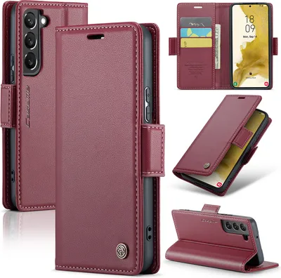 Immagine prodotto di Custodia Galaxy S22 5G, custodia in pelle con funzione stand per Samsung Galaxy S22 5G Rosso