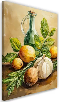 Produktbild von Leinwandbild Lebensmittel in der Küche 40x60 Feeby Beige bild für die wand bereit zum aufhängen
