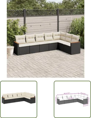 Produktbild von The Living Store 7-tlg. Garten-Sofagarnitur mit Kissen Schwarz Poly Rattan