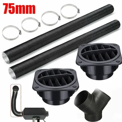 Produktbild von 9-teiliges Y-Rohr Set für Auto Heizung 75mm Warmluftschlauch Zubehör Flexrohr