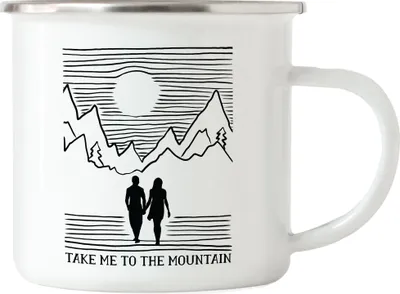Produktbild von Take Me To The Mountain Emaille Tasse Natur Berge Berg Gipfel Sport Berg Steigen Frische Luft Mann Frau Bergsteiger
