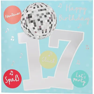 Immagine prodotto di Depesche: carte numeriche con musica, formato quadrato: 17, carte numeriche con musica per il 17° compleanno, formato quadrato