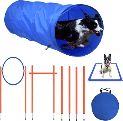 RHINOS Sports Steekhordenset 6 - 12 Blauwe Kegels 22,5 Cm + 6 Rode Stangen 1m