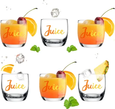 Produktbild von PLATINUX Trinkgläser mit Juice-Print 260ml (max.310ml) Set 6-Teilig aus Glas Wassergläser Saftgläser Getränkeglas