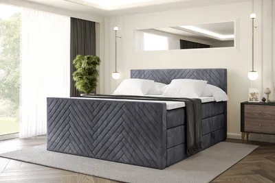 Produktbild von ALTDECOR Boxspringbett mit Matratze und Lattenrost, Topper, Polsterbett mit Bettkasten, Bett mit Stauraum H3- und H4- Matratze, Doppelbett, Springboxbett -VEXA-Z KING-200x200 - Dunkelgrau Casablanca