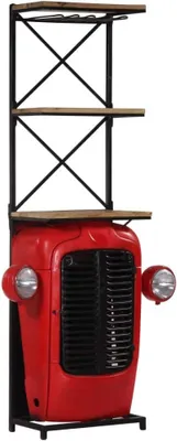 Produktbild von Traktor-Weinschrank mit 2 Regalen Flaschenregal Weinständer Weinschrank Flaschenständer bis zu 9 Flaschen Aufnehmen 49 x 32 x 183 cm Massivholz Mango