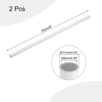 Produktbild von 2 Stš¹ck PVC Rohr, Durchmesser 9mm L?nge 0.23m Rund Kunststoffrohr fš¹r Garten, Aquarium, Wasserleitung, Kabelkanal, lš¹ftungsrohr (Wei?)