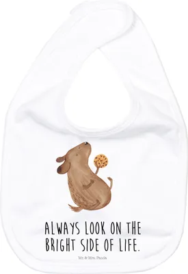 Produktbild von Mr. & Mrs. Panda Lätzchen Hund Keks - Weiß - Geschenk, Sprüche, Baumwoll, Sabberlätzchen, Für Babys, Hundeleckerli, Optimistisch, Vierbeiner, Hundemama, Schlabberlatz