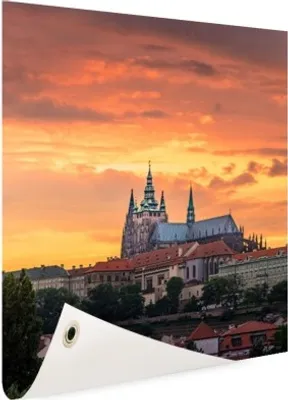 Produktbild von Gartenposter - 80x120 cm - Sonnenuntergang in Prag  - Modernes Wandbilder - Europäische Städte