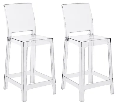 Produktbild von BELIANI Barhocker 2er Set Transparent Kunststoff 65 cm Sitzhöhe ohne Armlehnen mit Fußstütze Modernes Design Barstuhl Tresenstuhl Thekenstuhl