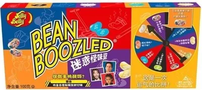 Produktbild von Jelly Belly BeanBoozled Spinner, Gummibärchen, 145 g, Banane, Heidelbeere, Pfirsich, Erdbeere, 1530 kJ, 360 kcal, 90 g