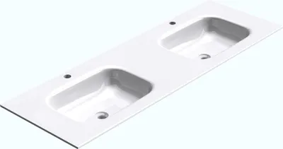 Image de doporro Lavabo vasque blanc 120cm à encastrer lave main rectangulaire Colossum04 120x48x14cm