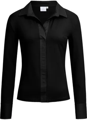 Produktbild von Greiff SHIRTS Damen Shirtbluse Langarm Kragen V-Neck Regular Fit Schwarz M