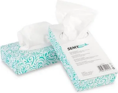Produktbild von 40 Kosmetikboxen SEMYcare | 2-lagig | Zellstoff | 100 Blatt | weiß | 20,5 x 20,5 cm