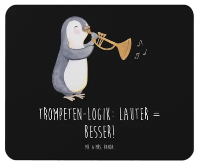 Produktbild von Mr. & Mrs. Panda Mouse Pad Trompeten Weisheit - Schwarz - Geschenk, Instrument, Trompeter, mousematte, Musiker, Musik, Blasinstrumente, Mauspad, Lernen, Mousepad, laut