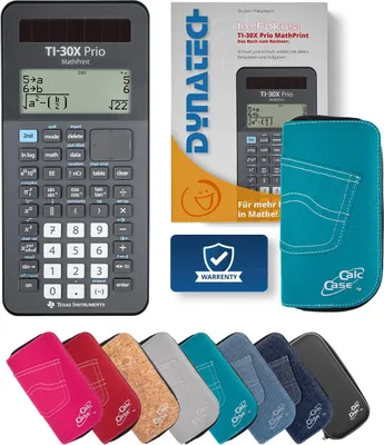 Produktbild von TI-30X Prio MP Taschenrechner mit Schutztasche türkis und Fachbuch