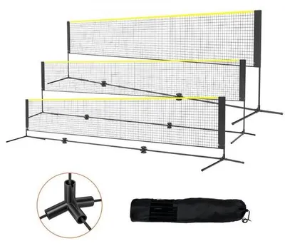 Obrázek produktu pro Badmintonová síť - Výškově nastavitelná volejbalová síť - 510 x 155 x 103 cm - Skládací síť na pikleball - Přenosná sada tenisové sítě - Snadné sestavení s tyčemi, stojanem a taškou na přenášení