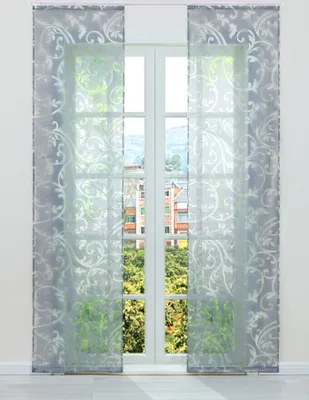 Produktbild von Joyswahl Schiebegardine 2er Set Ausbrenner Flächenvorhänge modern Schiebevorhang mit Klettband Grau BxH 57x245cm