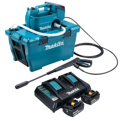 Obrázek produktu pro Makita DHW 080 PG2K Akumulátorový vysokotlaký čistič 36 V ( 2x 18 V ) 80 bar 380 l/h Bezkartáčový + 2x akumulátor 6,0 Ah + dvojitá nabíječka