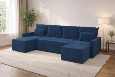 Zdjęcie produktu dla Duży narożnik KUBO U z funkcją spania i pojemnikiem na pościel sofa do salonu