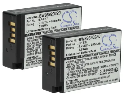 Produktbild von vhbw 2x Akku kompatibel mit Canon EOS RP, Rebel T6s, Rebel T6i, Rebel T7i Kamera (950 mAh, 7,2 V, Li-Ion)