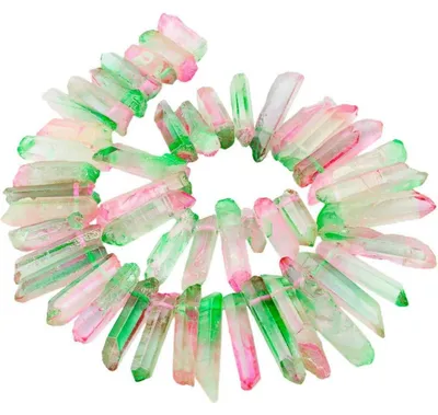 Immagine prodotto di Collana di perle di cristallo, lunghezza 15 pollici, forata, diametro 13-42 mm, colore rosa/verde, lucidata