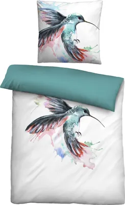 Produktbild von Biberna Linon Bettwäsche Kolibri Größe 135x200/80x80 cm aqua