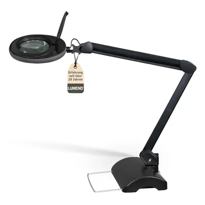 Produktbild von Lumeno 7213/15/18SW Lupenleuchte/Arbeitsplatzlampe 60 LEDs, farbiger Gummischutz Farbe: Schwarz, Größe: 3 mit Tischstativ