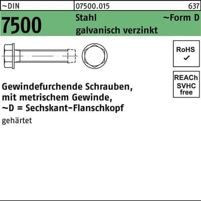 Produktbild von Reyher  Gewindefurchende Schr. DIN 7500 gehärtet D M 4x6 vz (1000 Stück)