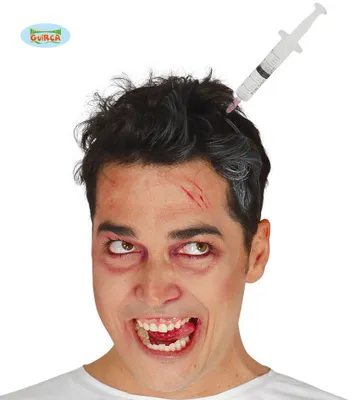 Obrázek produktu pro Injekční stříkačka v hlavě čelenka - Halloween