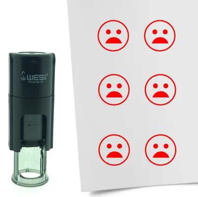 Produktbild von CombiCraft Selbstfärbender Stempel 'Schockierter Smiley' in der Farbe Rot, Ø10mm