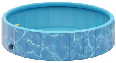 Produktbild von Hundepool Faltbar Planschbecken mit Brunnen- und Wasserpolsterdesign Ø120 x 30 cm Blau